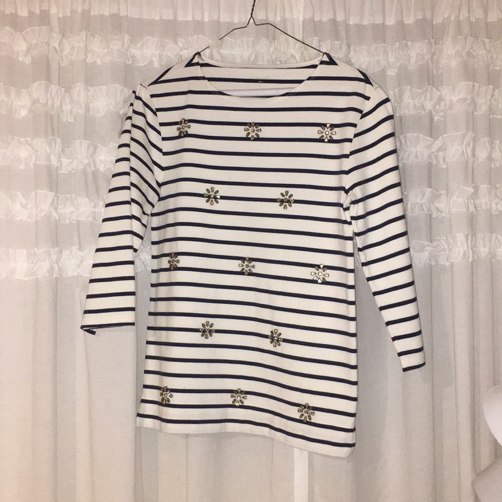 Navy and White Striped Garnet Hill Top